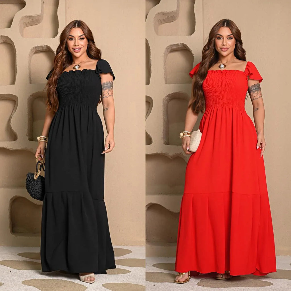 Combo 2 Vestidos Longos Camille - Pre/Verm