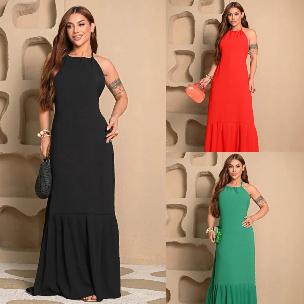 Conjunto Anne – 3 vestidos longos - (Preto/Vermelho/Verde)
