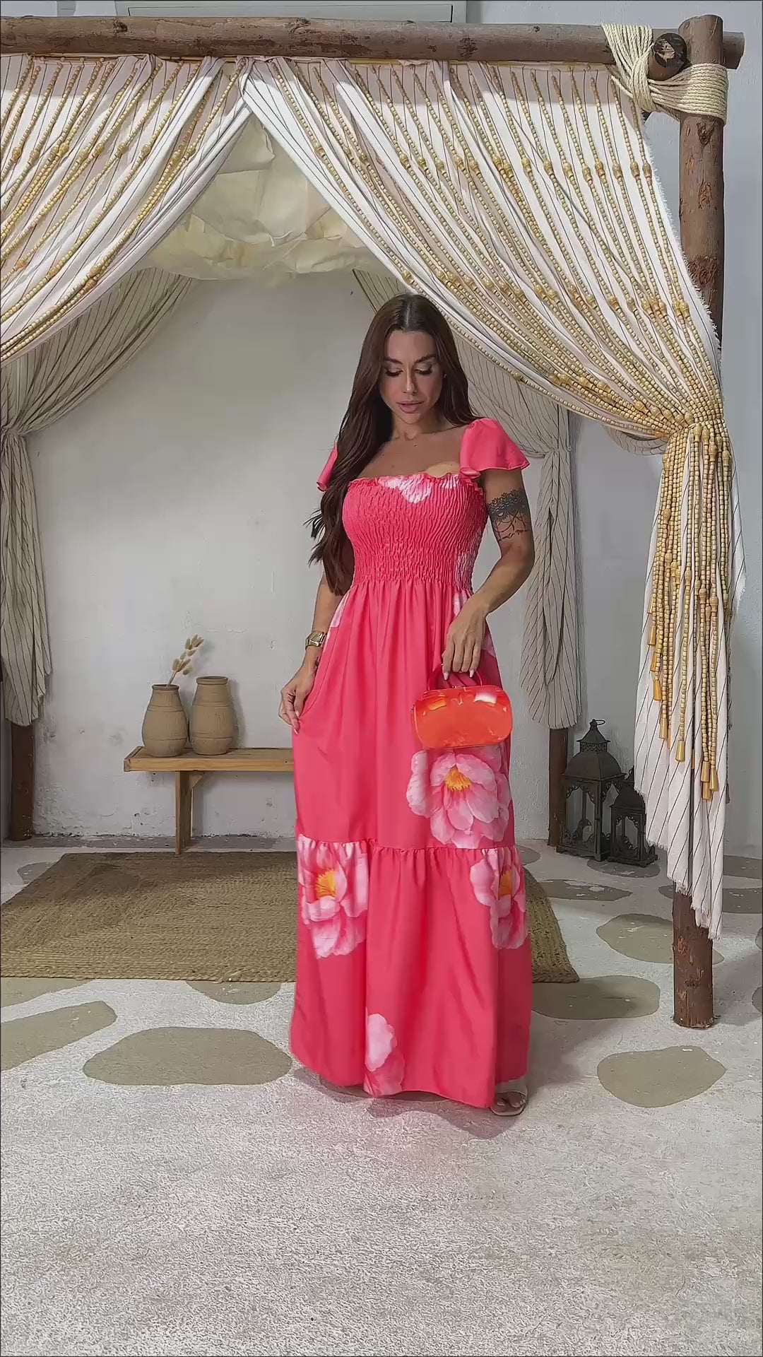 Vestido Longo Camille - Rosa Floral